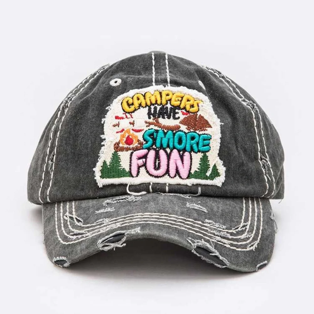 NWT Embroidered Camper Distressed Baseball Cap - Picture 1 of 1